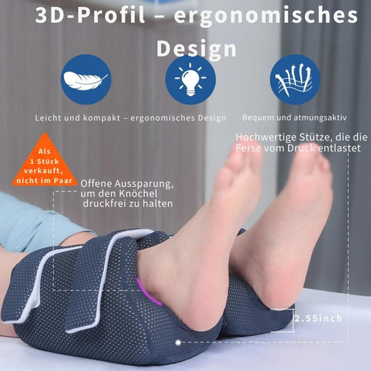 Druckentlastendes Knöchel-Hochlagerungskissen mit Fußstütze