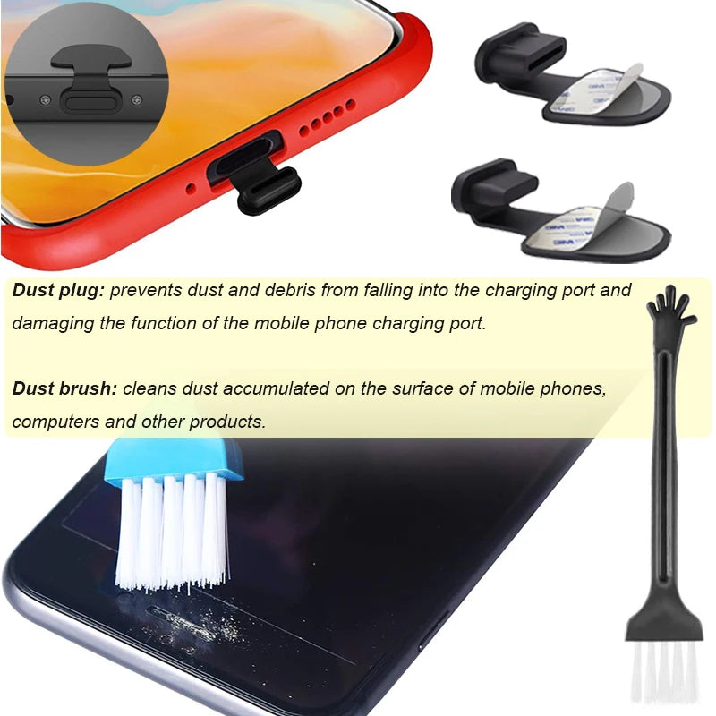 Handy-Ladeanschluss Staubstecker Reinigungsset für Apple und Android Type-C