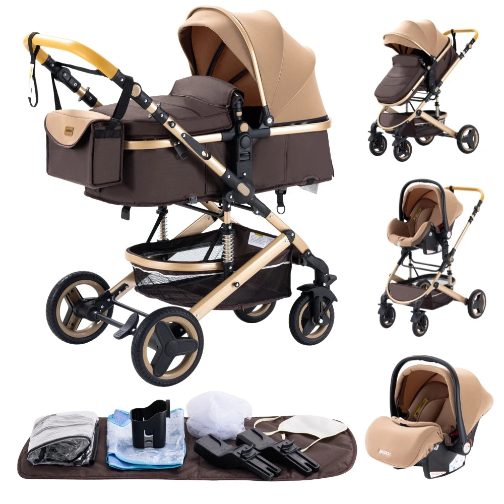 Kinderwagen 3 in 1, Kinderwagen mit vier Rädern, 2-in-1-Babyauto, leichte Kinderwagen, Multifunktions-Kinderwagen, Kinderwagen, Poussette