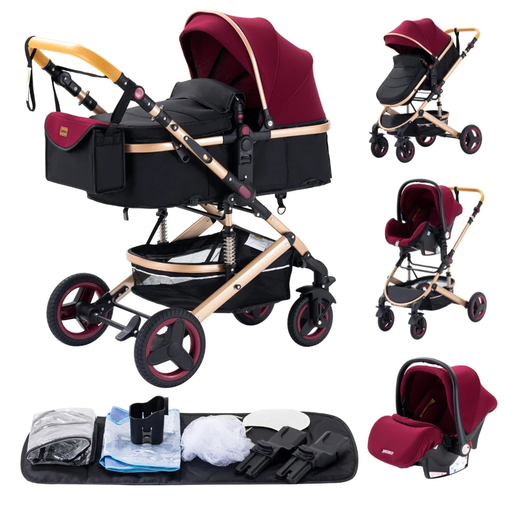 Kinderwagen 3 in 1, Kinderwagen mit vier Rädern, 2-in-1-Babyauto, leichte Kinderwagen, Multifunktions-Kinderwagen, Kinderwagen, Poussette
