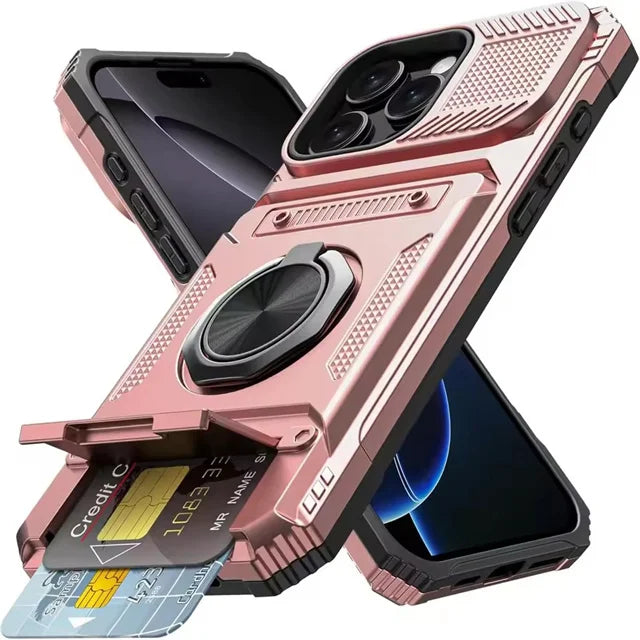 Militärische Rüstung mit Kartenfach iPhone 17, Air 16, 15, 14 Pro Max Plus