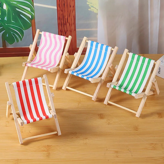 Puppenstuhl, Bekleidungszubehör, geeignet für Labubu 10 cm Baumwollpuppe, Sommer, Holz, Strand, Lounge-Stuhl, Dekorationen, Campingstuhl.