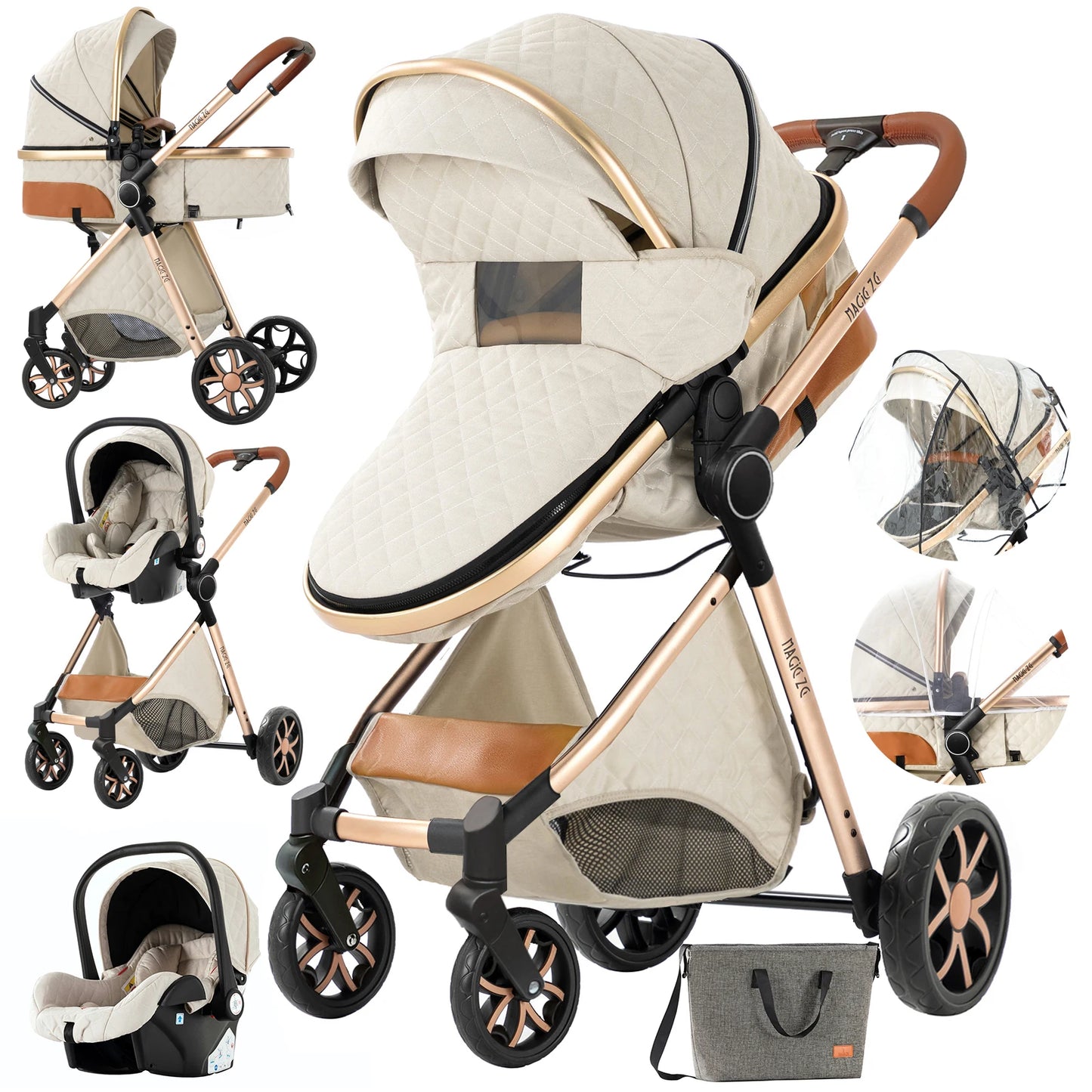 Luxus Kinderwagen 3 in 1 Kinderwagen