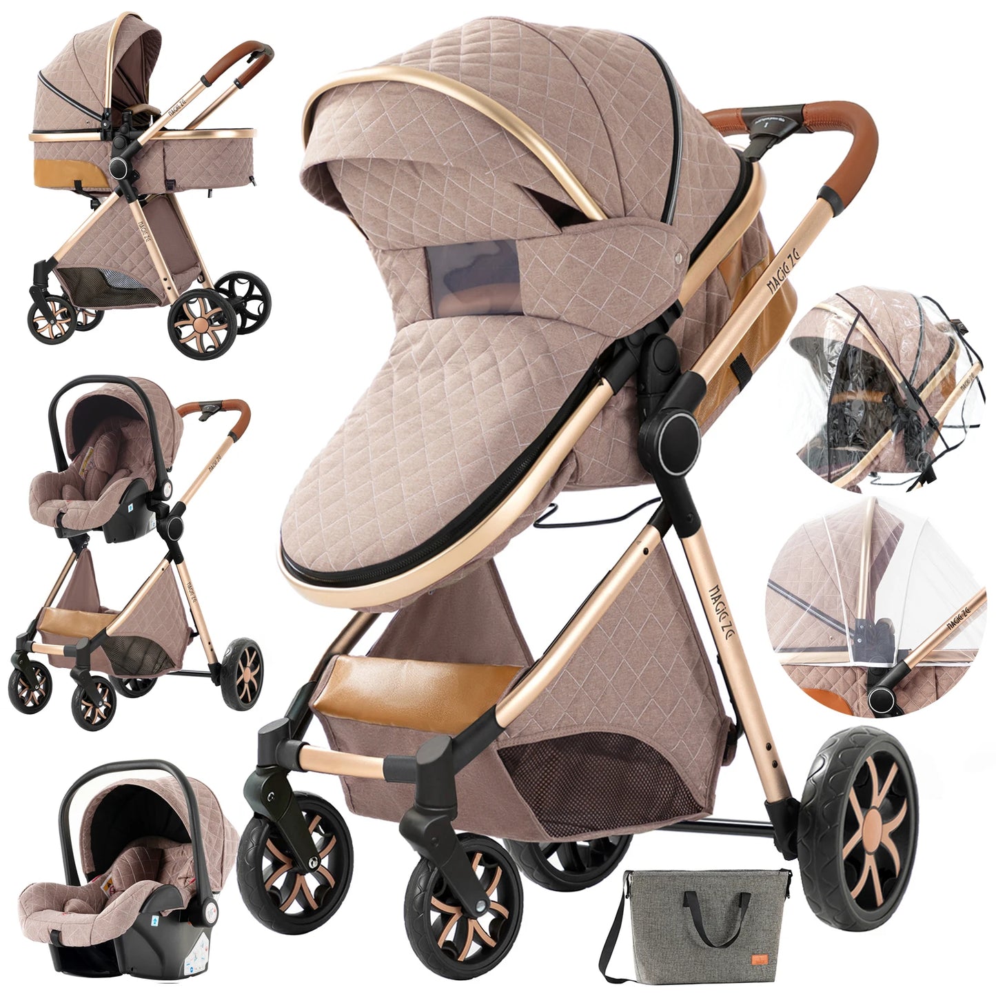 Luxus Kinderwagen 3 in 1 Kinderwagen