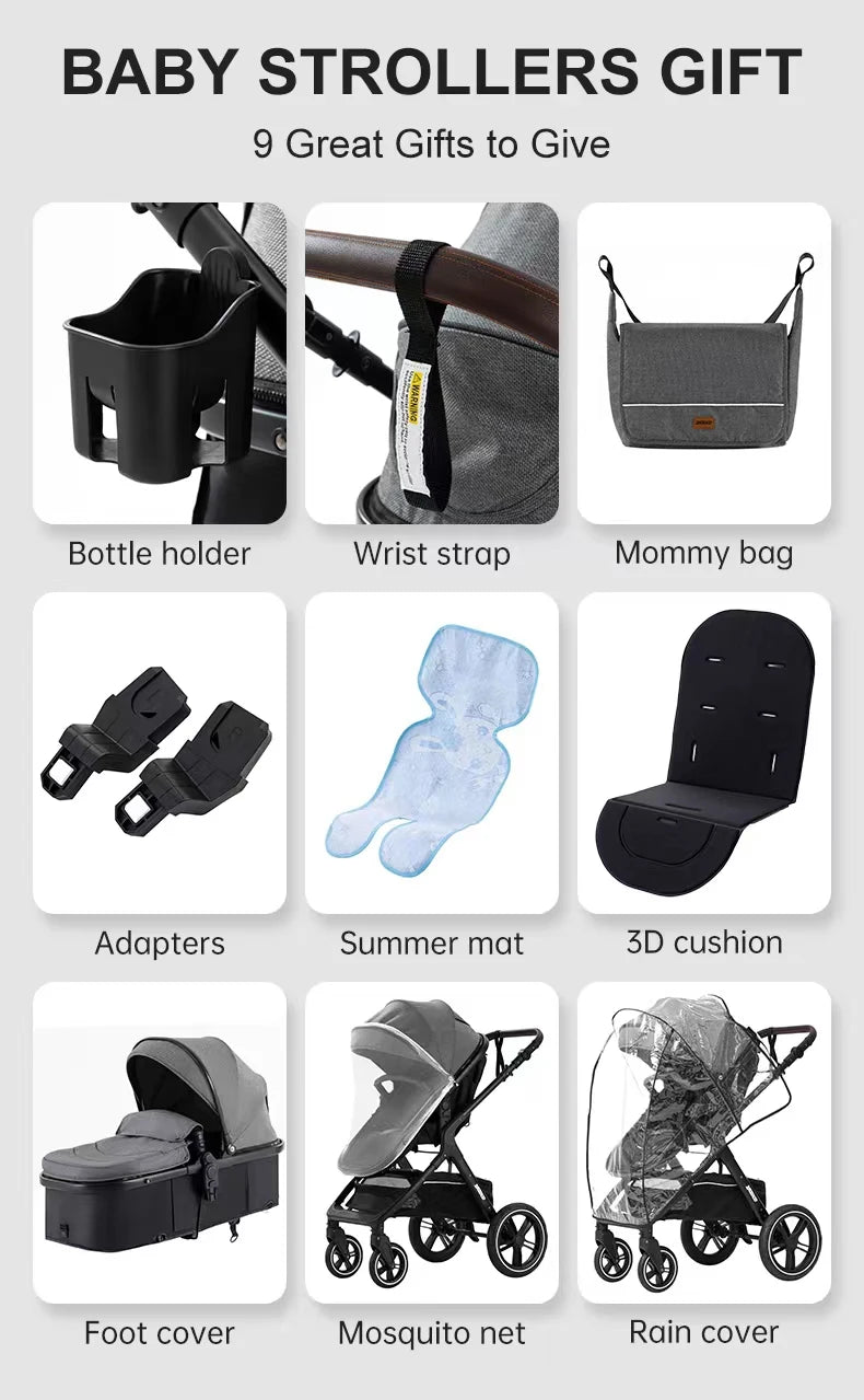 Kinderwagen 3 in 1, Kinderwagen mit vier Rädern, 2-in-1-Babyauto, leichte Kinderwagen, Multifunktions-Kinderwagen, Kinderwagen, Poussette