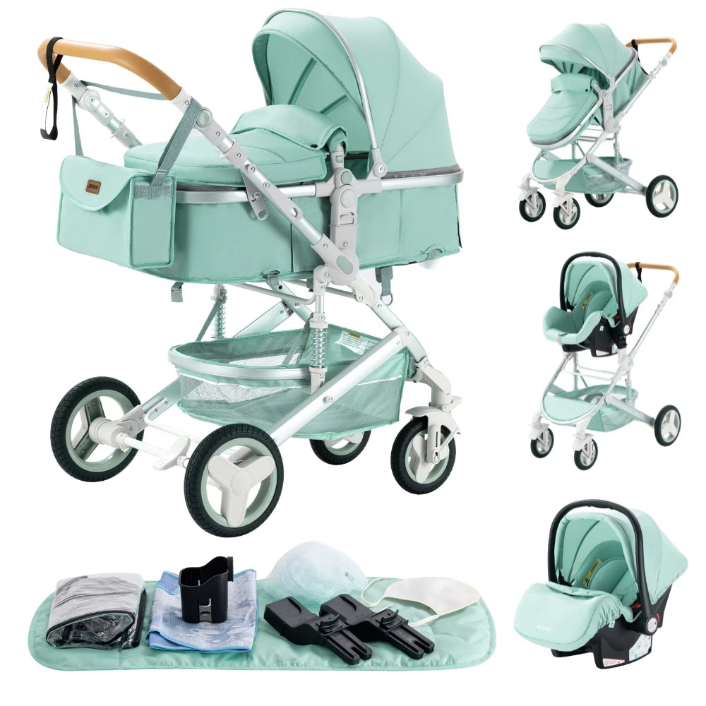 Kinderwagen 3 in 1, Kinderwagen mit vier Rädern, 2-in-1-Babyauto, leichte Kinderwagen, Multifunktions-Kinderwagen, Kinderwagen, Poussette