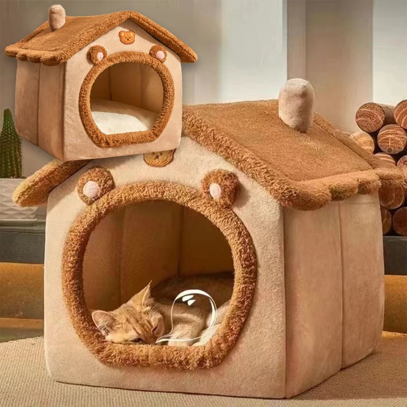 Heimtierbedarf, Betthaus, faltbares Haustierhaus, abnehmbares, waschbares Katzenhaus, Welpenhöhlensofa für kleine Hunde und kleine und mittelgroße Katzen