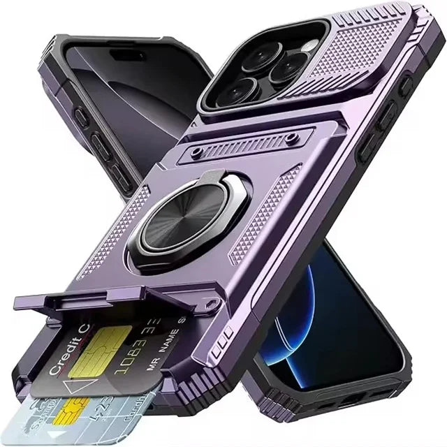 Militärische Rüstung mit Kartenfach iPhone 17, Air 16, 15, 14 Pro Max Plus