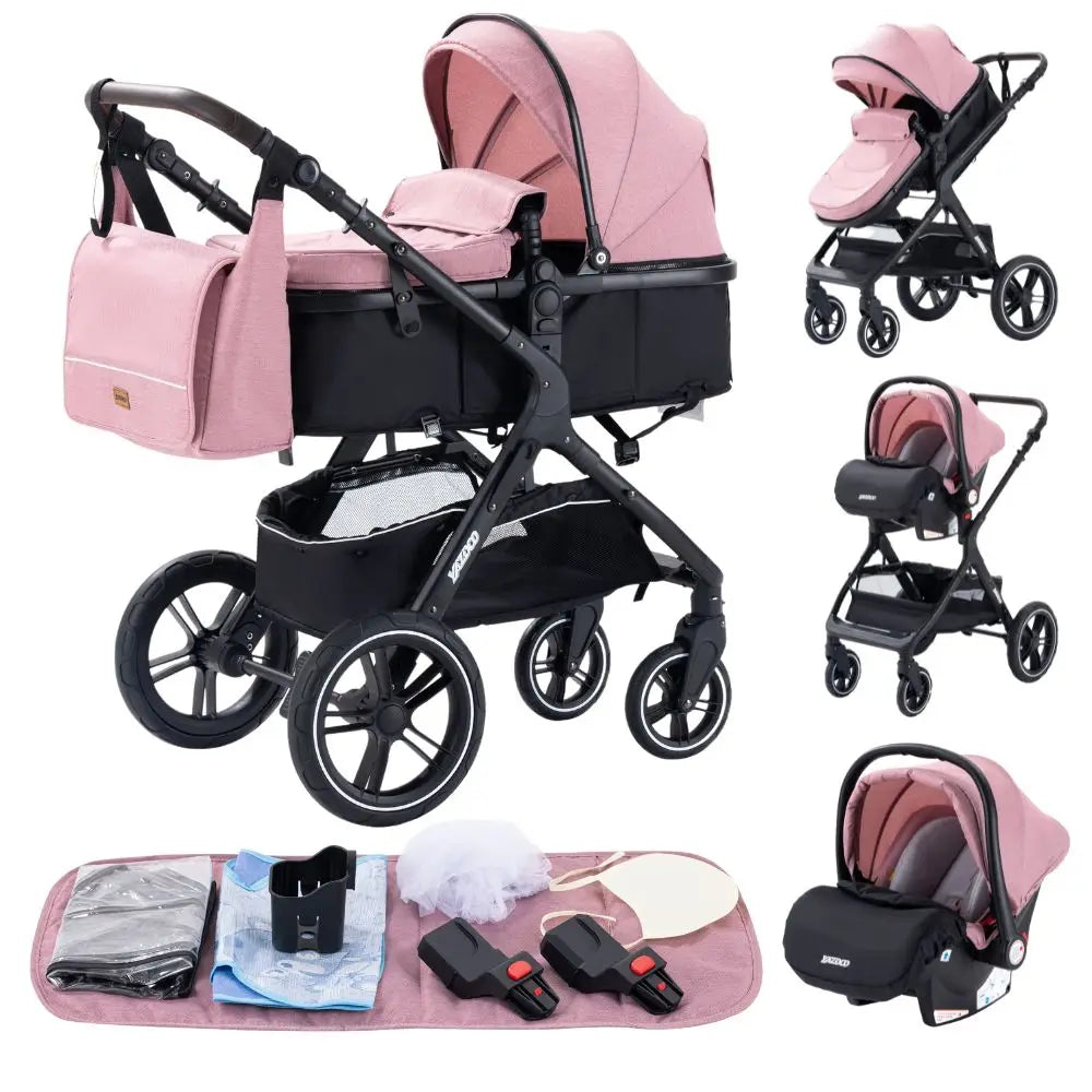 Kinderwagen 3 in 1, Kinderwagen mit vier Rädern, 2-in-1-Babyauto, leichte Kinderwagen, Multifunktions-Kinderwagen, Kinderwagen, Poussette