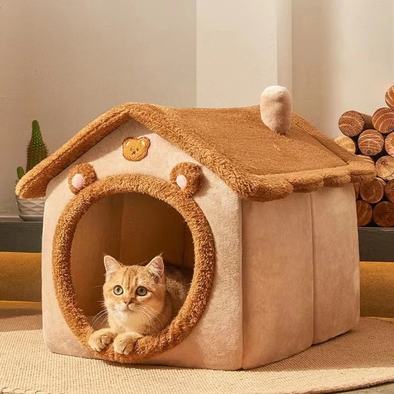 Heimtierbedarf, Betthaus, faltbares Haustierhaus, abnehmbares, waschbares Katzenhaus, Welpenhöhlensofa für kleine Hunde und kleine und mittelgroße Katzen