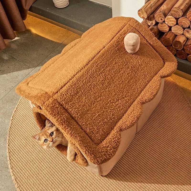 Heimtierbedarf, Betthaus, faltbares Haustierhaus, abnehmbares, waschbares Katzenhaus, Welpenhöhlensofa für kleine Hunde und kleine und mittelgroße Katzen