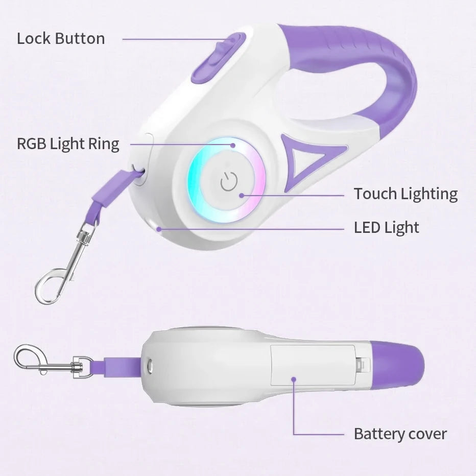 Einziehbare LED-Hundeleine mit Licht