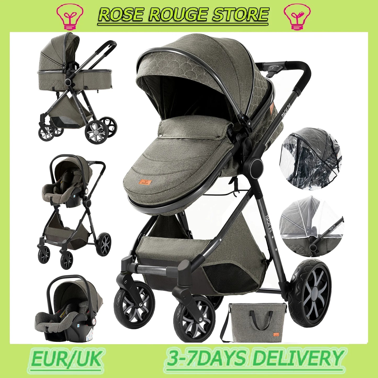 Luxus Kinderwagen 3 in 1 Kinderwagen