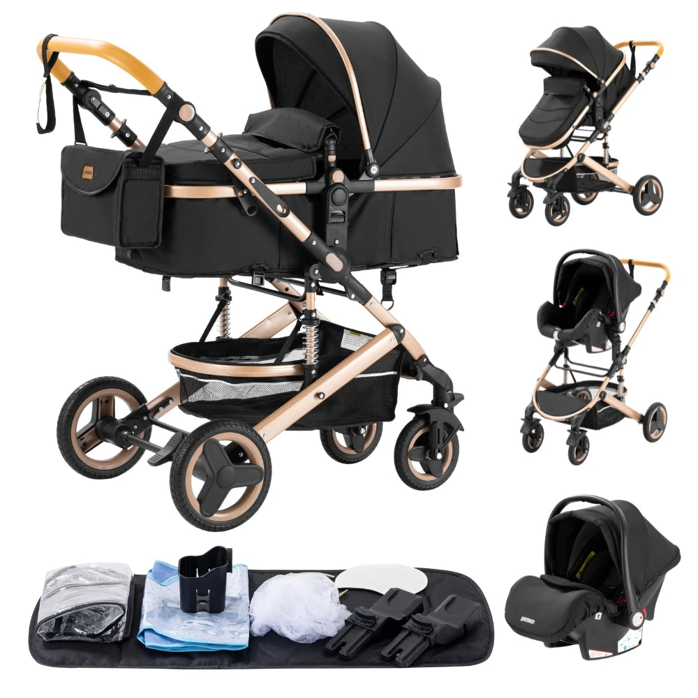 Kinderwagen 3 in 1, Kinderwagen mit vier Rädern, 2-in-1-Babyauto, leichte Kinderwagen, Multifunktions-Kinderwagen, Kinderwagen, Poussette