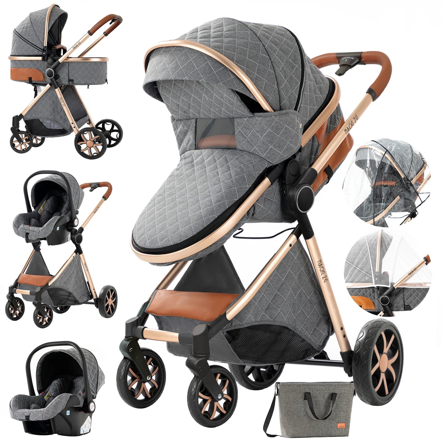 Luxus Kinderwagen 3 in 1 Kinderwagen