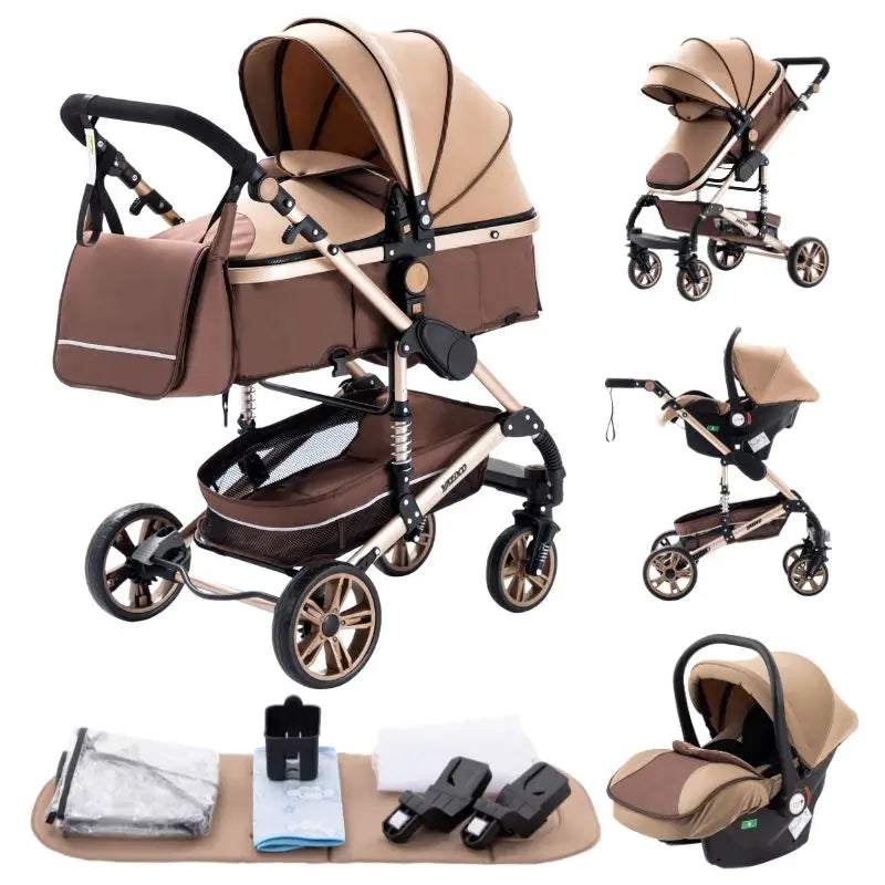 Kinderwagen 3 in 1, Kinderwagen mit vier Rädern, 2-in-1-Babyauto, leichte Kinderwagen, Multifunktions-Kinderwagen, Kinderwagen, Poussette