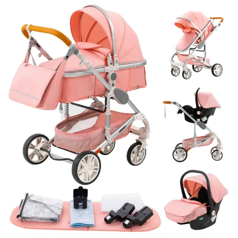 Kinderwagen 3 in 1, Kinderwagen mit vier Rädern, 2-in-1-Babyauto, leichte Kinderwagen, Multifunktions-Kinderwagen, Kinderwagen, Poussette