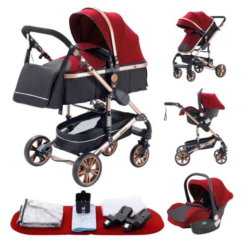 Kinderwagen 3 in 1, Kinderwagen mit vier Rädern, 2-in-1-Babyauto, leichte Kinderwagen, Multifunktions-Kinderwagen, Kinderwagen, Poussette