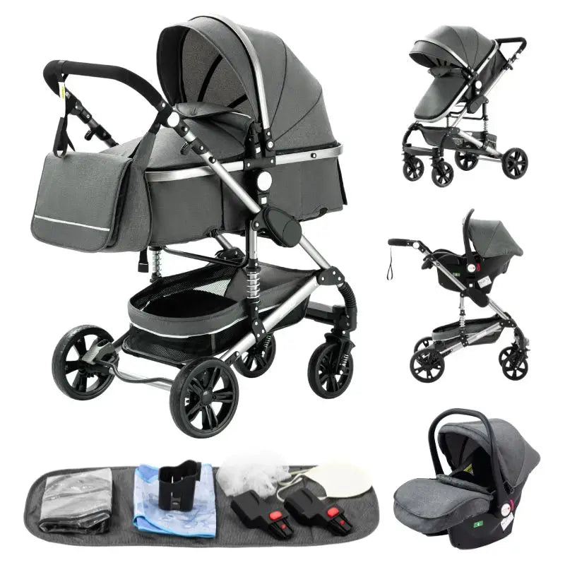 Kinderwagen 3 in 1, Kinderwagen mit vier Rädern, 2-in-1-Babyauto, leichte Kinderwagen, Multifunktions-Kinderwagen, Kinderwagen, Poussette