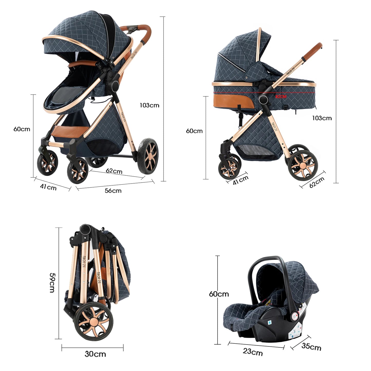Luxus Kinderwagen 3 in 1 Kinderwagen